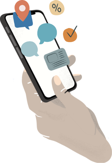 Illustration of a smartphone in a person's hand
